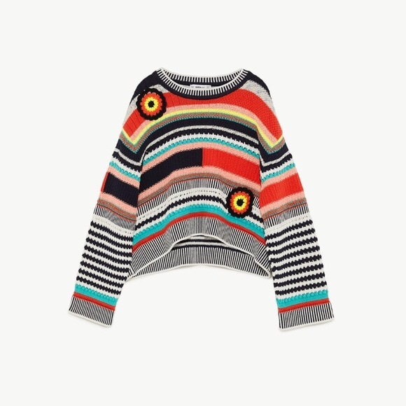 Zara Multicolored Crochet Sweater 